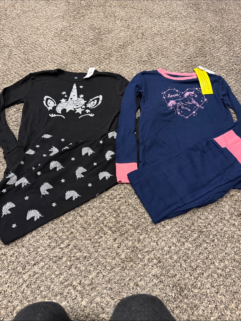 GAP Kids Unicorn Pajama Set - Navy & Black with Pink Trim